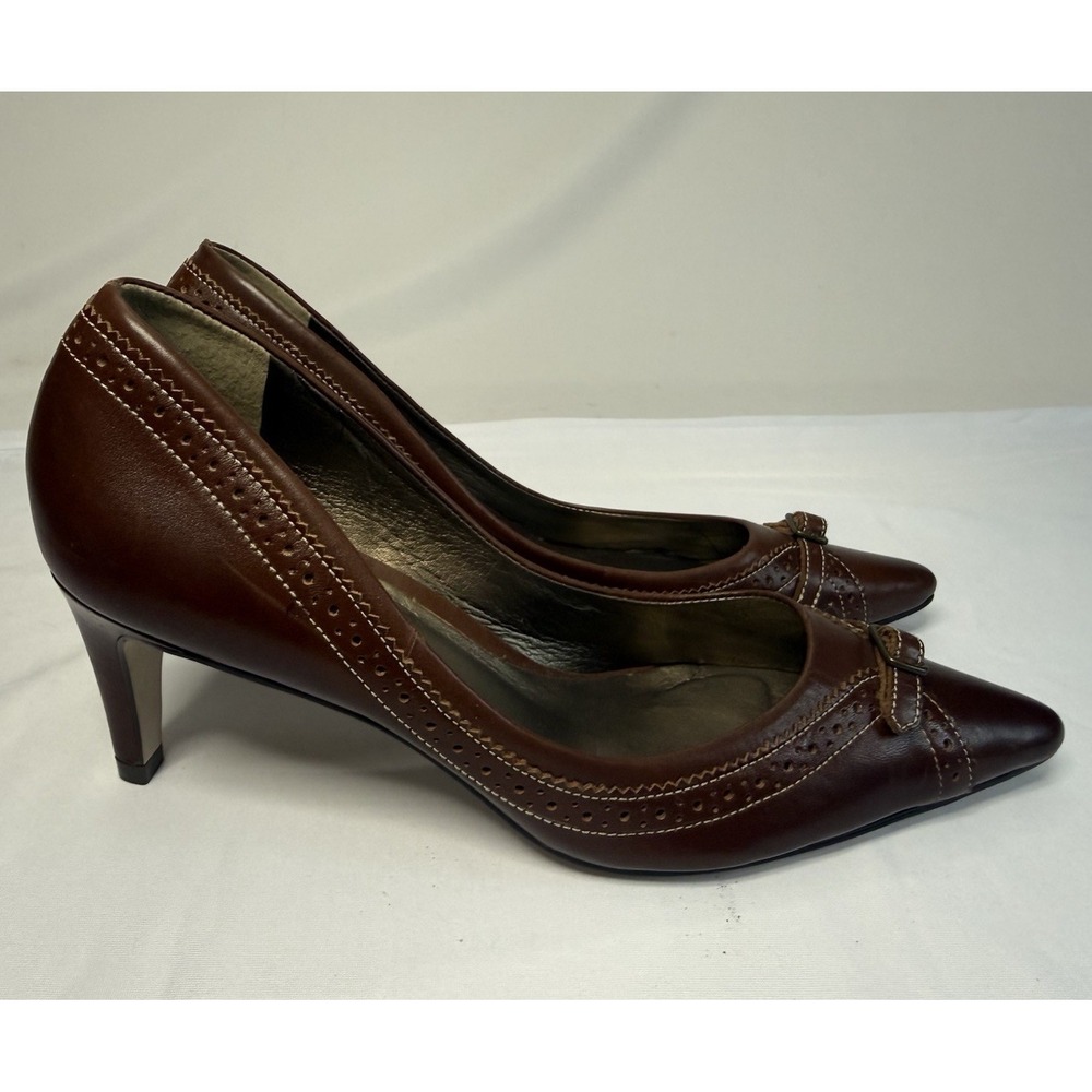 Talbots Leather High Heel Shoes Brogue/Oxford Style Brown Women's Size 7